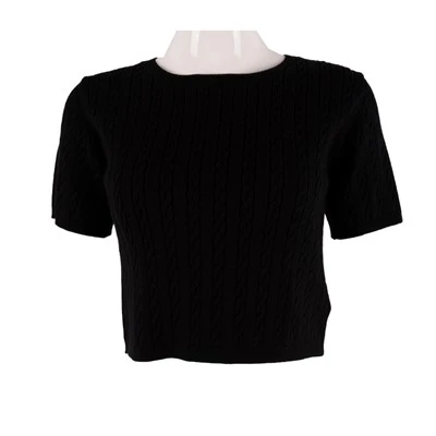 Damen-Pullover mit Rundhalsausschnitt und Zopfmuster